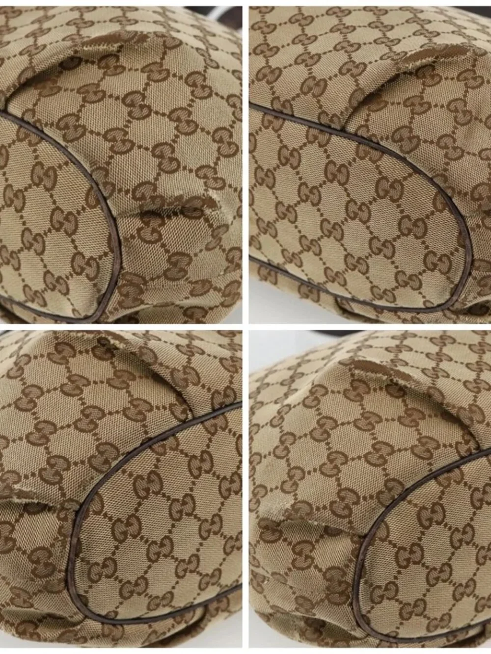 GUCCI GG Canvas Shoulder Bag Outlet Beige Silver 388930 Auth BA11771